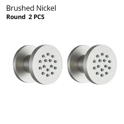 Brushed nickel brass body round shower spa jets with multiple spray holes for decorbites brass body round use