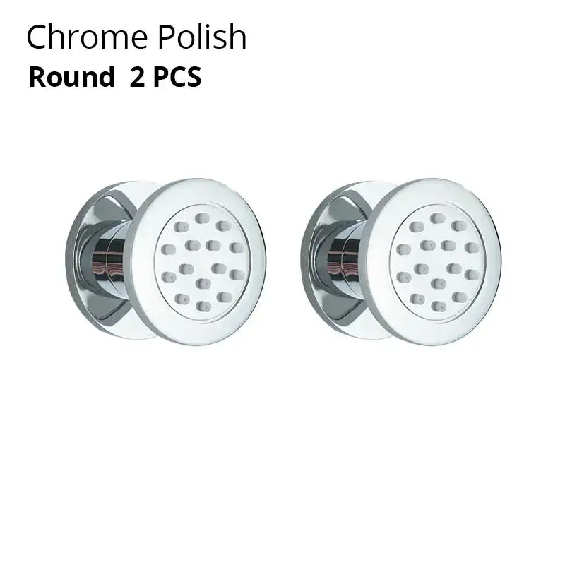 Chrome-polished nozzles on black chrome and brushed nickel decorbites brass body round shower spa jets bathroom