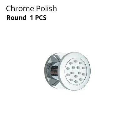 Chrome-polished brass body round shower spa jets with sleek reflective finish and circular nozzles for decorbites brass body