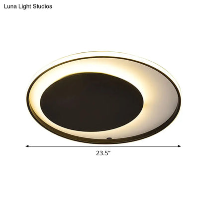 DecorBites™ DecorBites™ Black Circle Ceiling Lamp - Simple Style Acrylic - 18"/23.5" Wide - LED Flush Mount Lighting - Warm/White Light