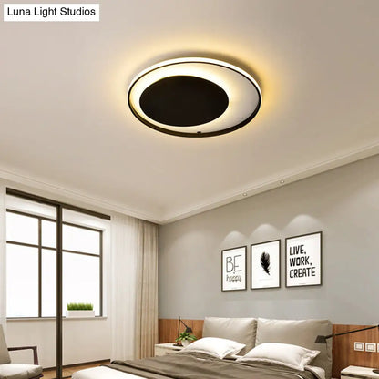 DecorBites™ DecorBites™ Black Circle Ceiling Lamp - Simple Style Acrylic - 18"/23.5" Wide - LED Flush Mount Lighting - Warm/White Light