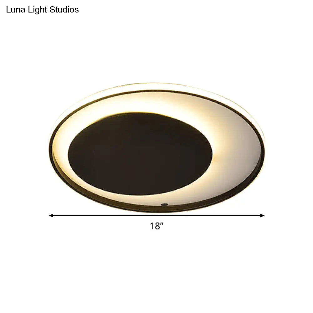 DecorBites™ DecorBites™ Black Circle Ceiling Lamp - Simple Style Acrylic - 18"/23.5" Wide - LED Flush Mount Lighting - Warm/White Light