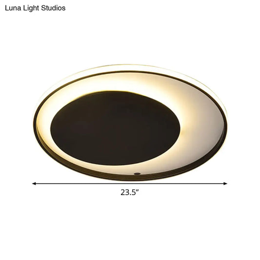 DecorBites™ DecorBites™ Black Circle Ceiling Lamp - Simple Style Acrylic - 18"/23.5" Wide - LED Flush Mount Lighting - Warm/White Light
