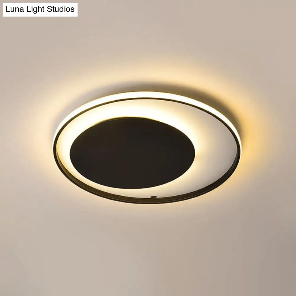 DecorBites™ DecorBites™ Black Circle Ceiling Lamp - Simple Style Acrylic - 18"/23.5" Wide - LED Flush Mount Lighting - Warm/White Light