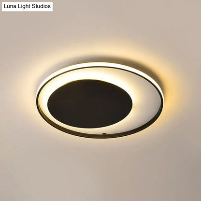 DecorBites™ DecorBites™ Black Circle Ceiling Lamp - Simple Style Acrylic - 18"/23.5" Wide - LED Flush Mount Lighting - Warm/White Light