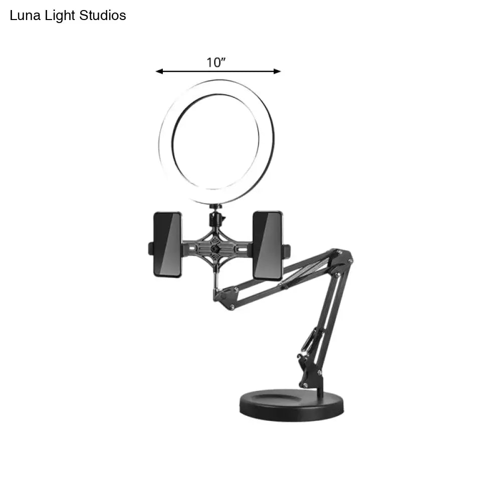 DecorBites™ DecorBites™ Black Circular Mirror Lamp with Adjustable USB LED Fill-in Flash Lighting