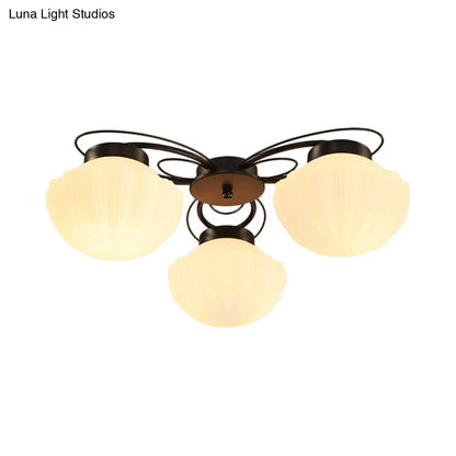 DecorBites™ Black Classic Semi Flush Light with White Glass Bowl for Corridor - 3/4/6 Lights Ceiling Lighting