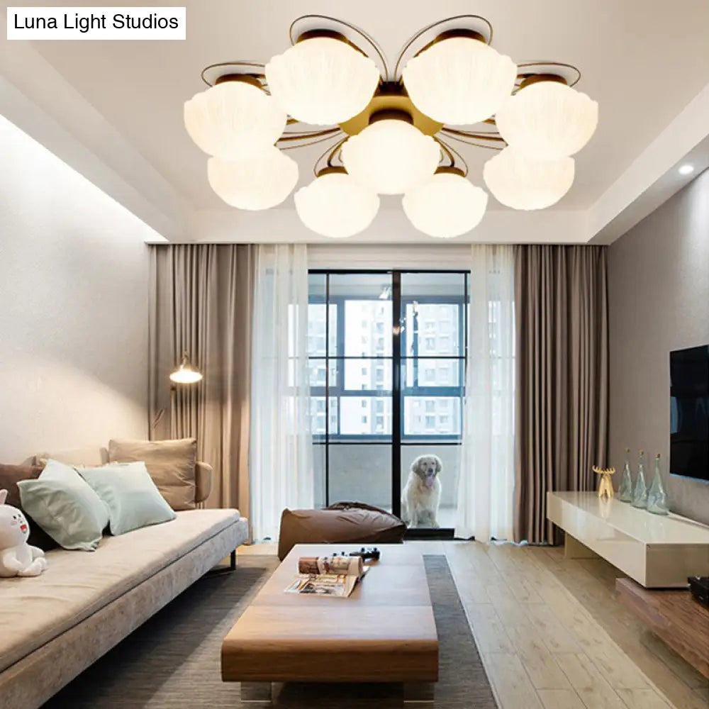 DecorBites™ Black Classic Semi Flush Light with White Glass Bowl for Corridor - 3/4/6 Lights Ceiling Lighting