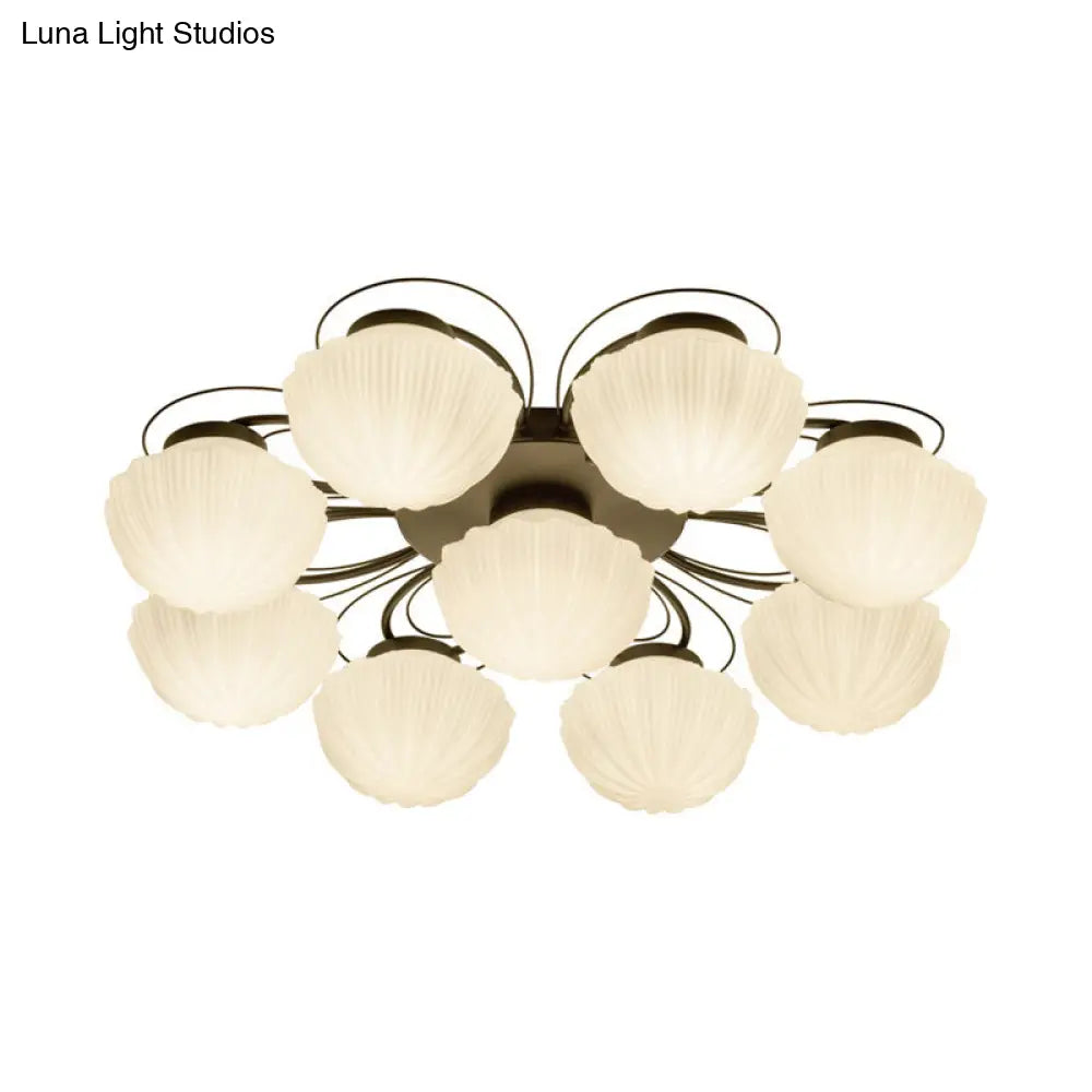 DecorBites™ Black Classic Semi Flush Light with White Glass Bowl for Corridor - 3/4/6 Lights Ceiling Lighting