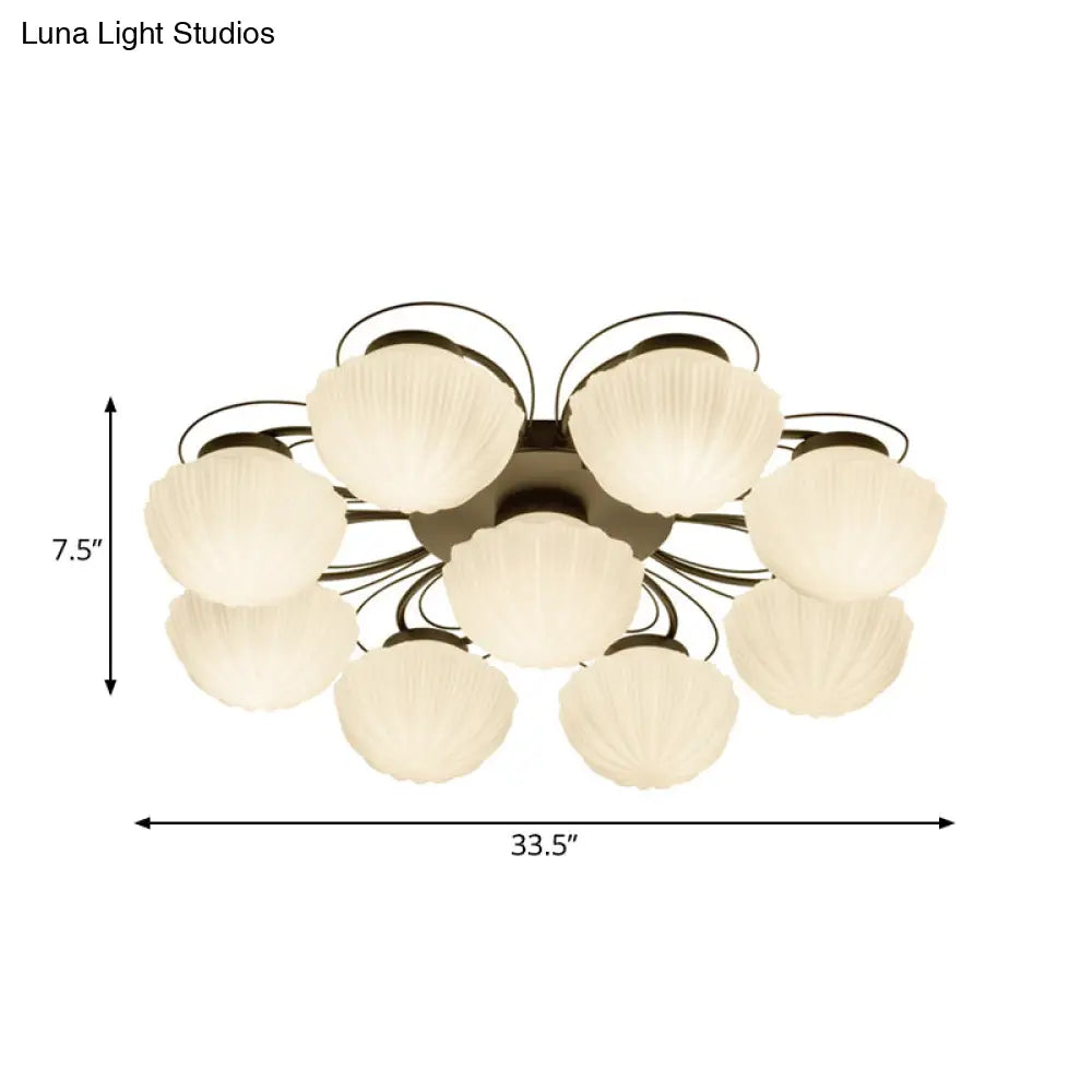 DecorBites™ Black Classic Semi Flush Light with White Glass Bowl for Corridor - 3/4/6 Lights Ceiling Lighting