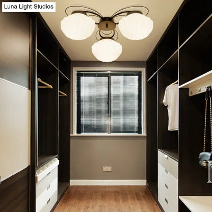 DecorBites™ Black Classic Semi Flush Light with White Glass Bowl for Corridor - 3/4/6 Lights Ceiling Lighting