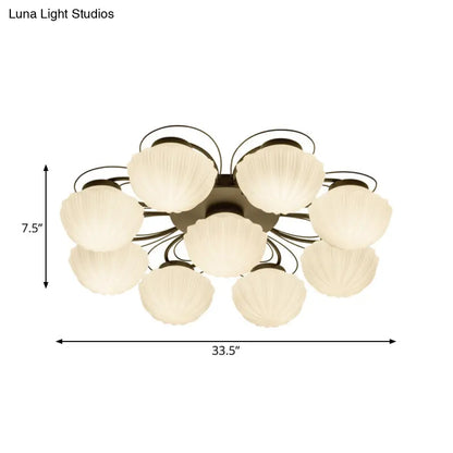 DecorBites™ Black Classic Semi Flush Light with White Glass Bowl for Corridor - 3/4/6 Lights Ceiling Lighting