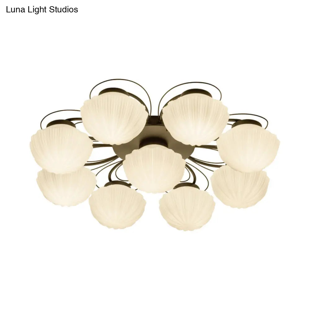 DecorBites™ Black Classic Semi Flush Light with White Glass Bowl for Corridor - 3/4/6 Lights Ceiling Lighting