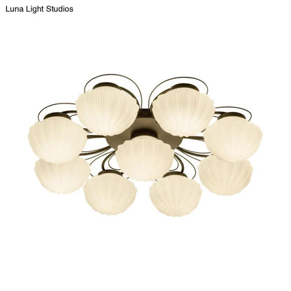 DecorBites™ Black Classic Semi Flush Light with White Glass Bowl for Corridor - 3/4/6 Lights Ceiling Lighting
