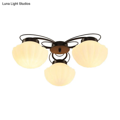 DecorBites™ Black Classic Semi Flush Light with White Glass Bowl for Corridor - 3/4/6 Lights Ceiling Lighting