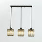 Black Crystal Block 3-Head Pendant Light - Modern Multi-Light Fixture for Dining Room Ceiling