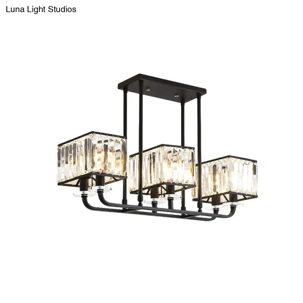 DecorBites™ DecorBites™ Black Crystal Block Semi Flush Mount Lighting with Minimalist Design - 6/8 Heads