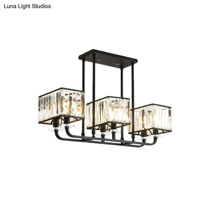 DecorBites™ DecorBites™ Black Crystal Block Semi Flush Mount Lighting with Minimalist Design - 6/8 Heads