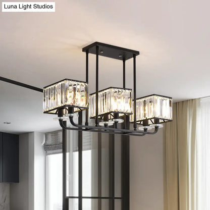 DecorBites™ DecorBites™ Black Crystal Block Semi Flush Mount Lighting with Minimalist Design - 6/8 Heads