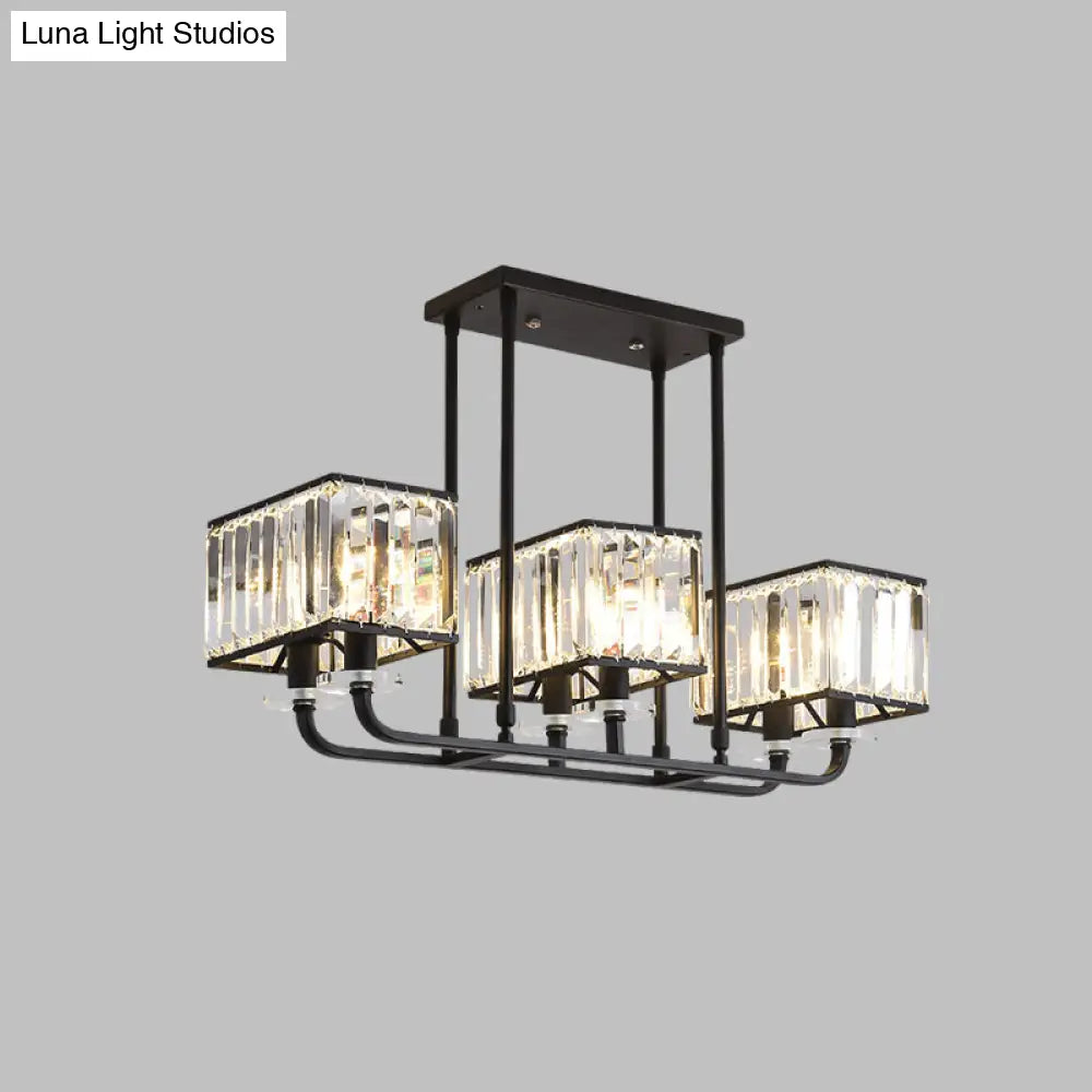 DecorBites™ DecorBites™ Black Crystal Block Semi Flush Mount Lighting with Minimalist Design - 6/8 Heads