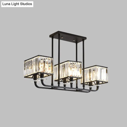 DecorBites™ DecorBites™ Black Crystal Block Semi Flush Mount Lighting with Minimalist Design - 6/8 Heads