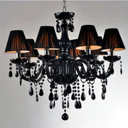 Black crystal chandelier lamps with multiple tiers of teardrop crystals and fabric shades for dining room decorbites black crystal