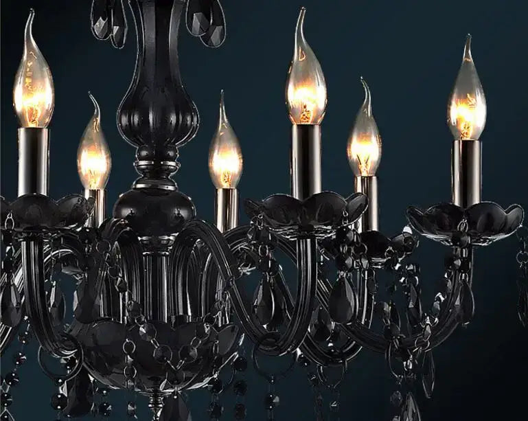 Elegant black crystal chandelier lamps with fabric shades featuring candle-style bulbs for dining room decorbites black crystal