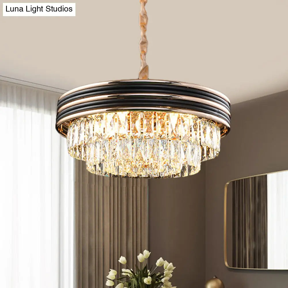 Black Crystal Chandelier Pendant - Modern 9/11-Head Drop Lamp for Table - 18"/21.5" W