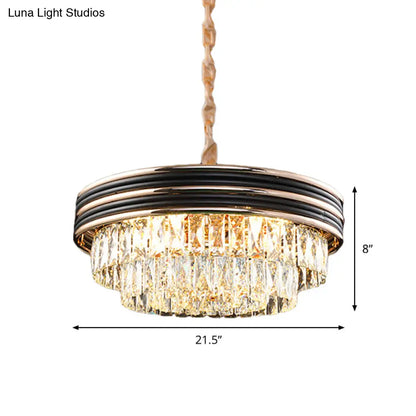 Black Crystal Chandelier Pendant - Modern 9/11-Head Drop Lamp for Table - 18"/21.5" W