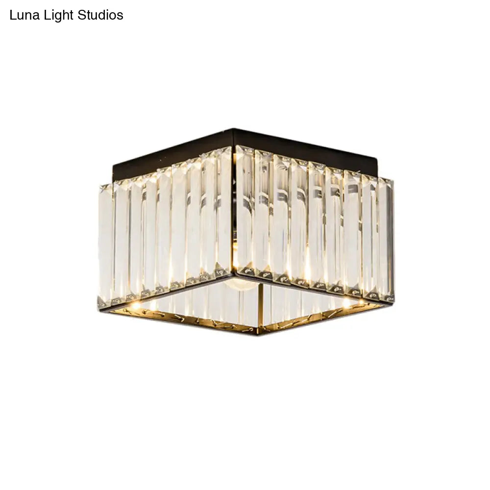 ديكوربايتس™ مصباح سقف كريستالي أسود مدمج - تصميم مستطيل عصري