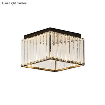 ديكوربايتس™ مصباح سقف كريستالي أسود مدمج - تصميم مستطيل عصري