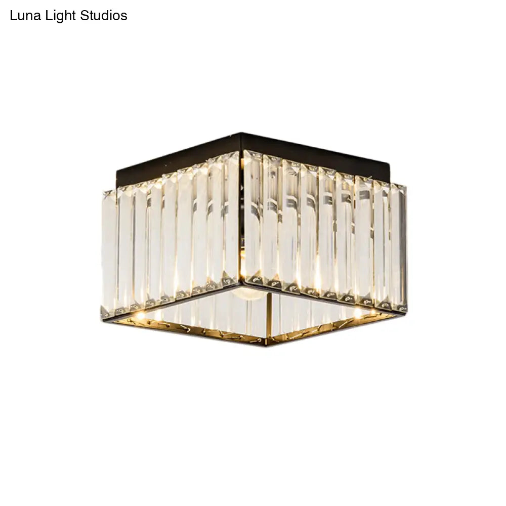 ديكوربايتس™ مصباح سقف كريستالي أسود مدمج - تصميم مستطيل عصري