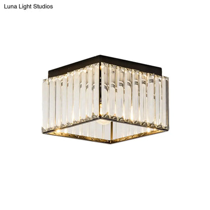 ديكوربايتس™ مصباح سقف كريستالي أسود مدمج - تصميم مستطيل عصري