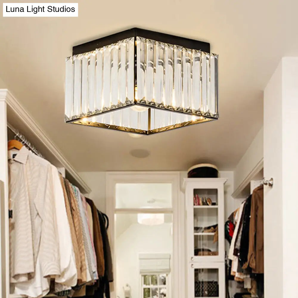 ديكوربايتس™ مصباح سقف كريستالي أسود مدمج - تصميم مستطيل عصري