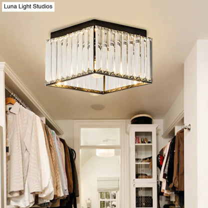 ديكوربايتس™ مصباح سقف كريستالي أسود مدمج - تصميم مستطيل عصري