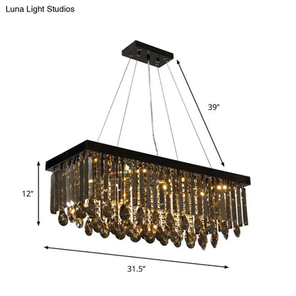 ديكوربايتس™ مصباح معلق كريستالي أسود على شكل جزيرة - طراز ريفي - مقاس 23.5 بوصة/31.5 بوصة - طقم مصباح معلق لغرفة الطعام بـ 8 مصابيح