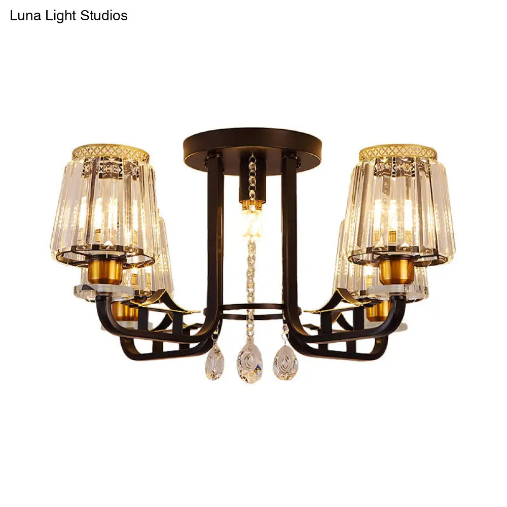 DecorBites™ DecorBites™ Black Crystal Tapered Semi-Flush Ceiling Light Fixture - 5-Lights LED Traditional Chandelier