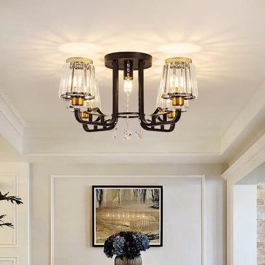 DecorBites™ DecorBites™ Black Crystal Tapered Semi-Flush Ceiling Light Fixture - 5-Lights LED Traditional Chandelier