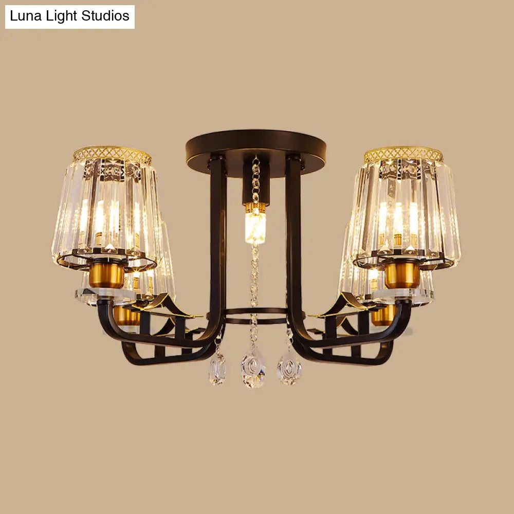 DecorBites™ DecorBites™ Black Crystal Tapered Semi-Flush Ceiling Light Fixture - 5-Lights LED Traditional Chandelier
