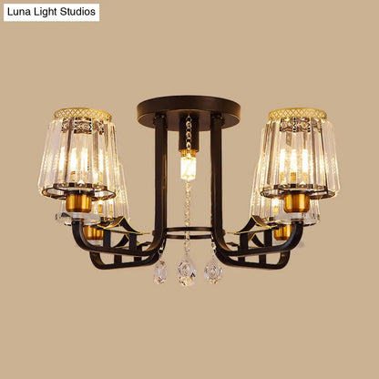 DecorBites™ DecorBites™ Black Crystal Tapered Semi-Flush Ceiling Light Fixture - 5-Lights LED Traditional Chandelier