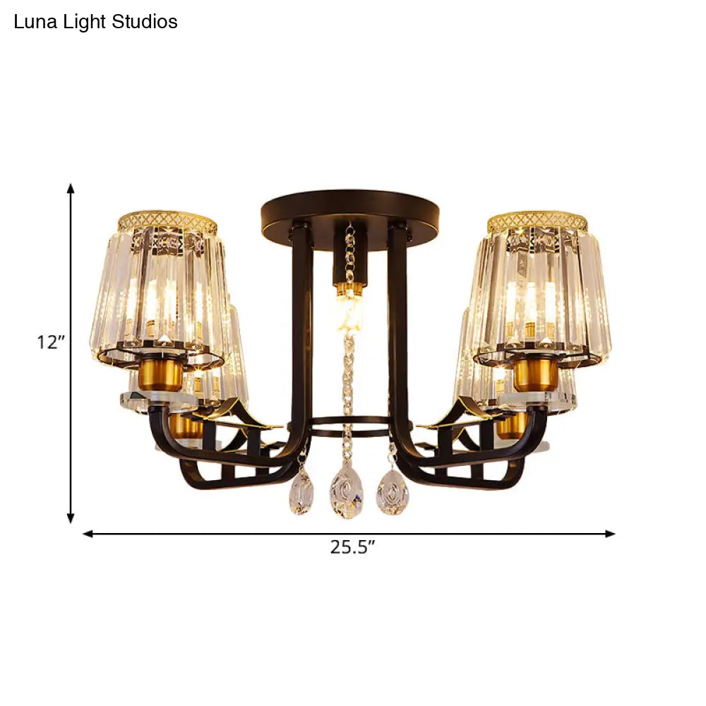 DecorBites™ DecorBites™ Black Crystal Tapered Semi-Flush Ceiling Light Fixture - 5-Lights LED Traditional Chandelier