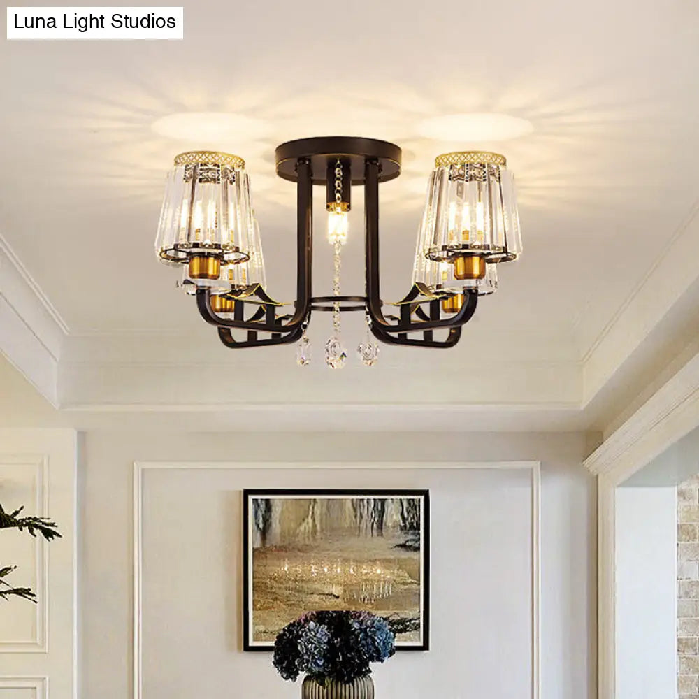 DecorBites™ DecorBites™ Black Crystal Tapered Semi-Flush Ceiling Light Fixture - 5-Lights LED Traditional Chandelier
