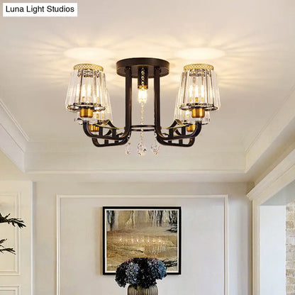 DecorBites™ DecorBites™ Black Crystal Tapered Semi-Flush Ceiling Light Fixture - 5-Lights LED Traditional Chandelier