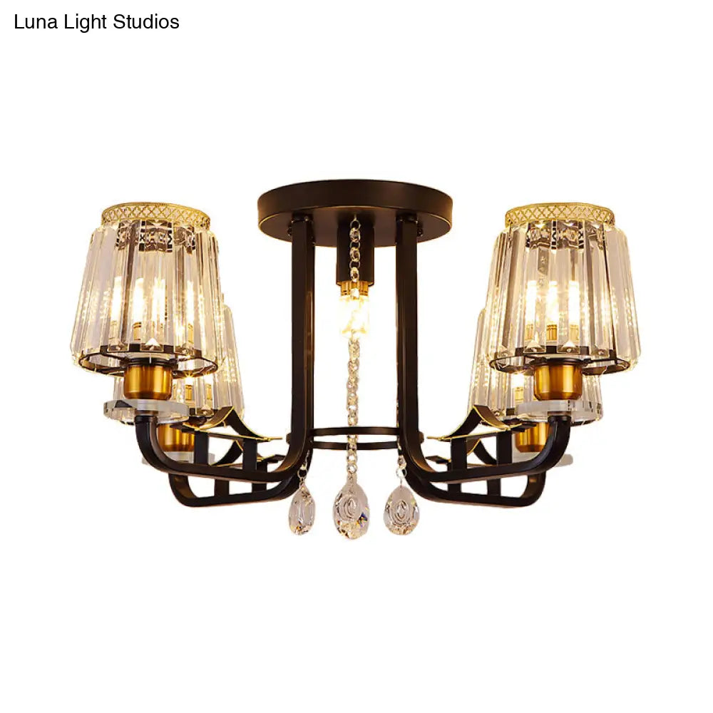 DecorBites™ DecorBites™ Black Crystal Tapered Semi-Flush Ceiling Light Fixture - 5-Lights LED Traditional Chandelier