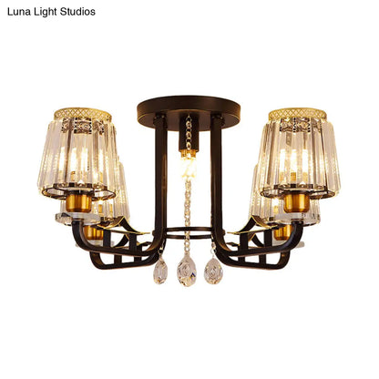 DecorBites™ DecorBites™ Black Crystal Tapered Semi-Flush Ceiling Light Fixture - 5-Lights LED Traditional Chandelier