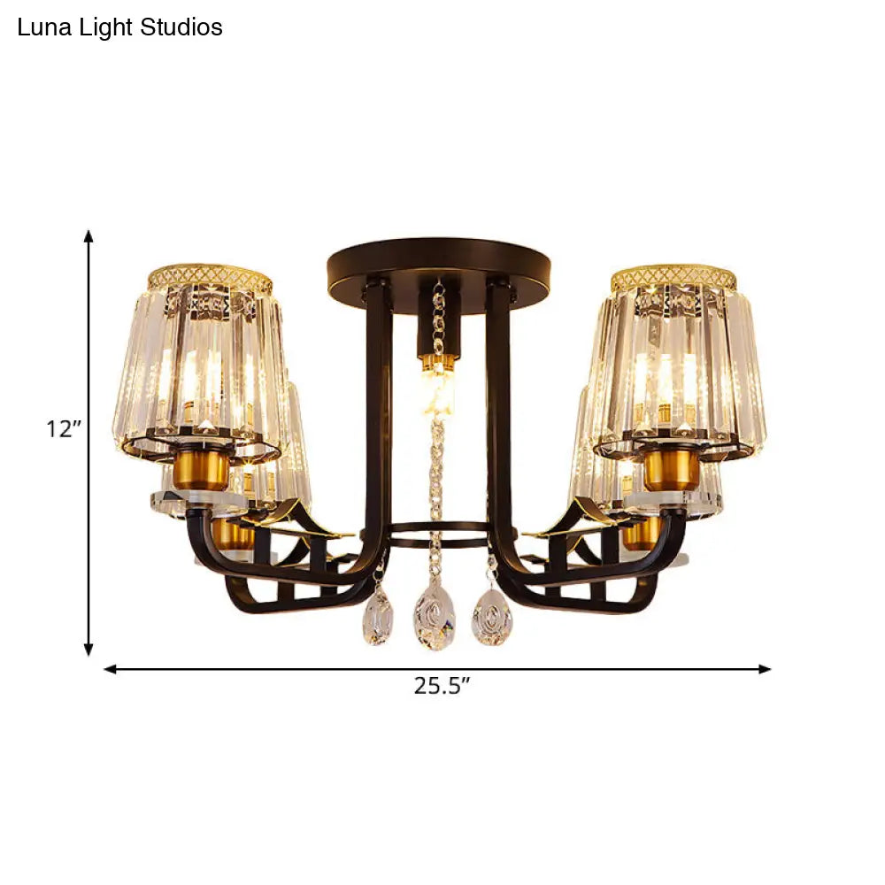 DecorBites™ DecorBites™ Black Crystal Tapered Semi-Flush Ceiling Light Fixture - 5-Lights LED Traditional Chandelier