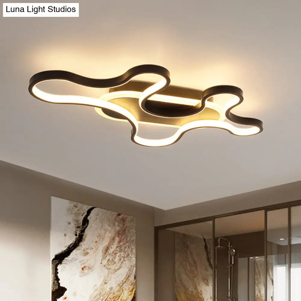DecorBites™ DecorBites™ Black Curved Flush Mount LED Ceiling Lamp with Minimalist Acrylic Design - Warm/White Light