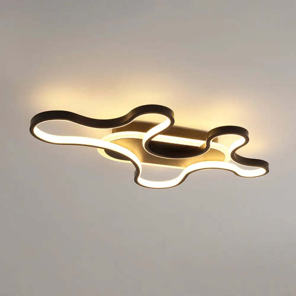 DecorBites™ DecorBites™ Black Curved Flush Mount LED Ceiling Lamp with Minimalist Acrylic Design - Warm/White Light