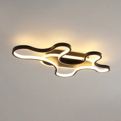 DecorBites™ DecorBites™ Black Curved Flush Mount LED Ceiling Lamp with Minimalist Acrylic Design - Warm/White Light