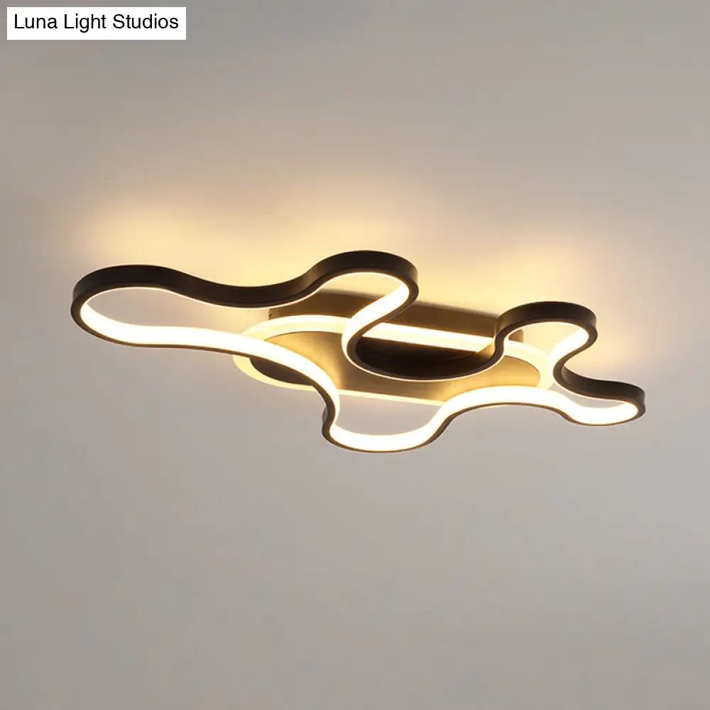 DecorBites™ DecorBites™ Black Curved Flush Mount LED Ceiling Lamp with Minimalist Acrylic Design - Warm/White Light